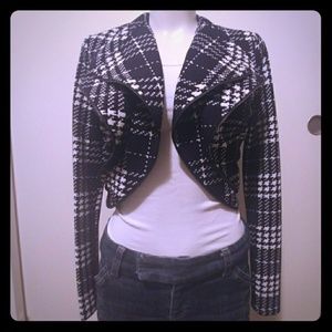 Plaid Crop Blazer With Zipper Detail